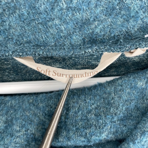 Soft Surroundings Womens Sweater Small Cowl Neck Blue Performance Stretch Winter - Picture 8 of 14